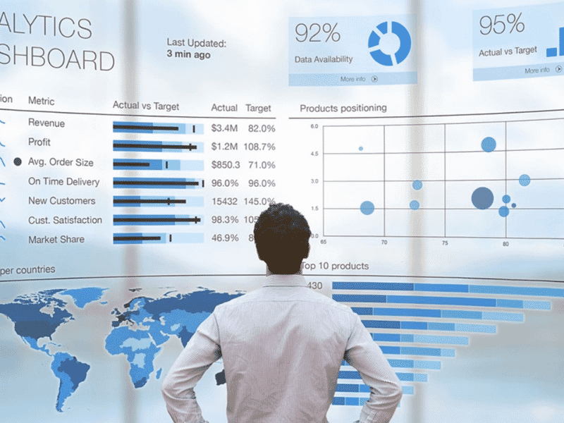 a man analysing a results dashboard
