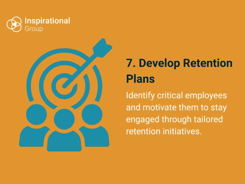 Merger and acquisition 7_ develop retention plans.png – target and team icon representing strategies to retain and engage key employees