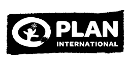 black and white plan international logo. Plan international are a my360plus client